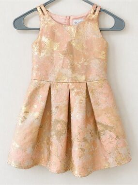 The Children’s Place Girls Formal Sz 4T Pink Gold Metallic Party Holiday Dress